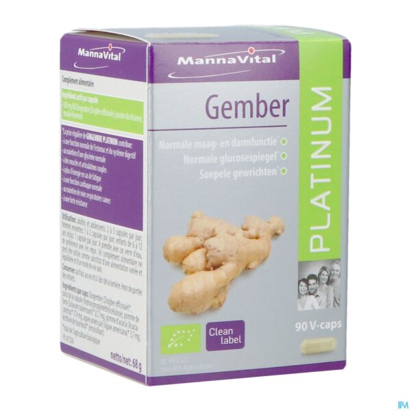 Packshot Mannavital Gember Platinum V-caps 90