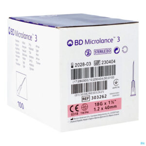 Packshot Bd Microlance 3 Hypod.naald 18g 1 1/2
