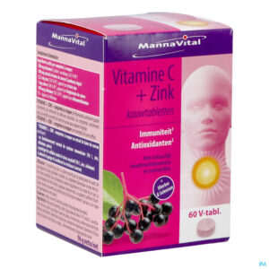 Packshot Mannavita Vitamine C + Zink Kauwtabl 60