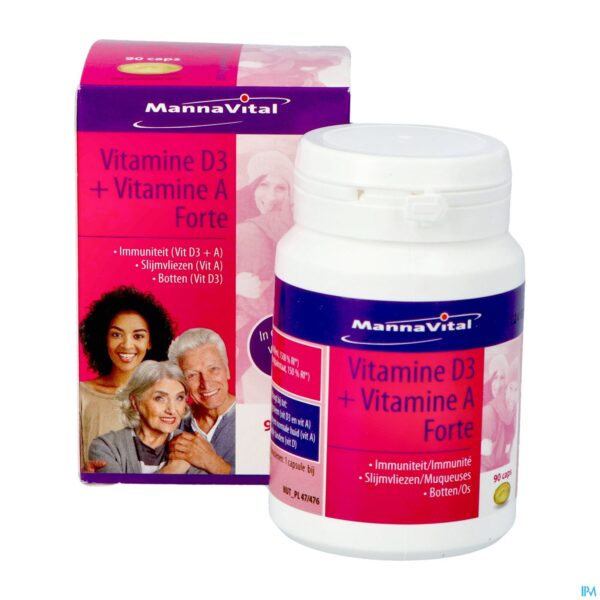 Productshot Mannavital Vitamine D3 + Vitamine A Forte Caps 90