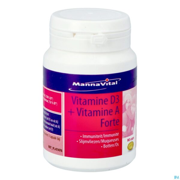 Productshot Mannavital Vitamine D3 + Vitamine A Forte Caps 90