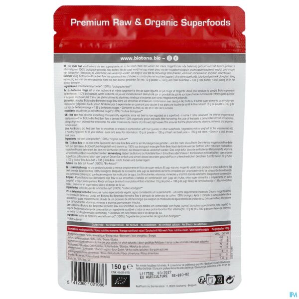 Packshot Biotona Bio Rode Biet Raw 150g