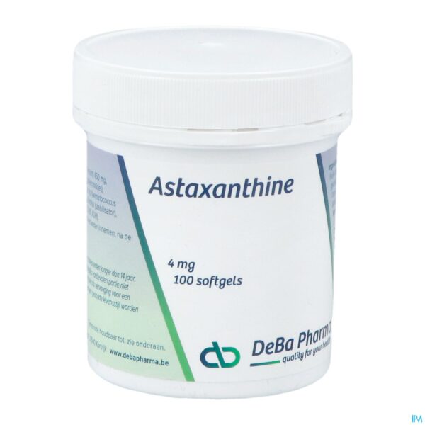 Packshot Astaxanthine 4mg Softcaps 100 Deba Nf