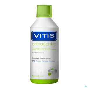 Productshot Vitis Orthodontic Mondspoelmiddel met 0,05% Cetylpyridinium Chloride (CPC) 500ml 3975