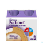 Packshot Fortimel Compact Protein Mokka Flesjes 4x125 ml