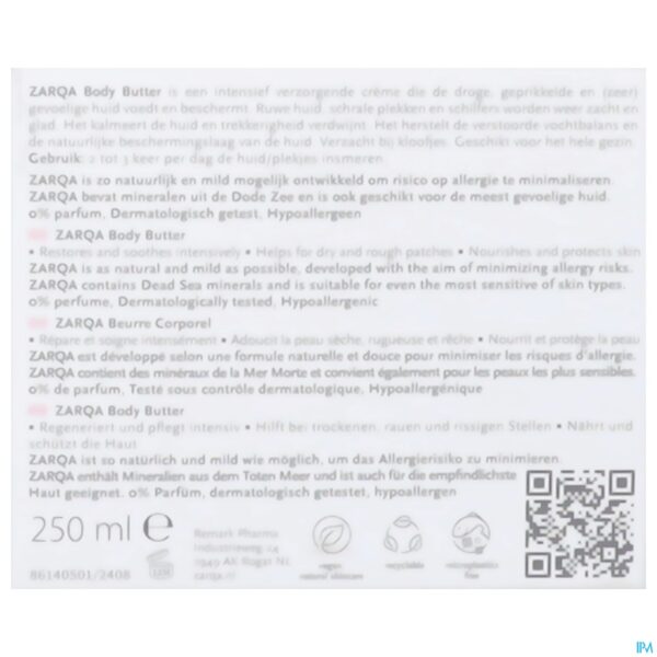 Packshot Zarqa Sensitive Body Butter 250ml Nf