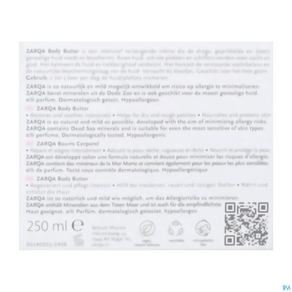 Packshot Zarqa Sensitive Body Butter 250ml Nf