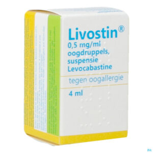 Packshot Livostin Pi Pharma 0,5mg/ml Susp Oogdrupp. 4ml Pip