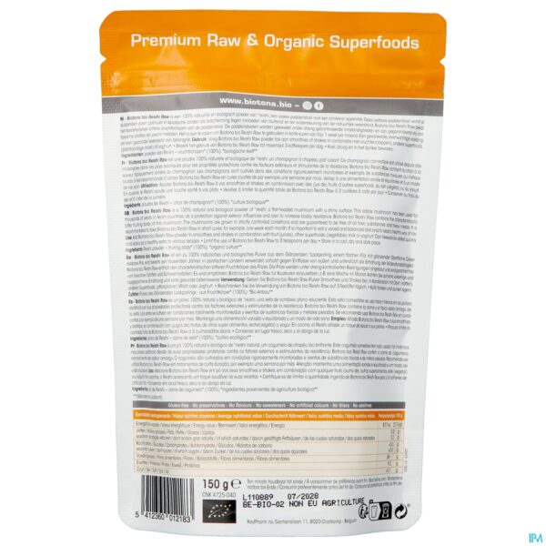 Packshot Biotona Reishi Raw Pdr 150g