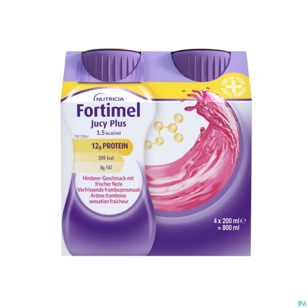Packshot Fortimel Jucy Plus Framboos Verfr. 4x200ml 185087 Packshot Fortimel Jucy Plus Framboos Verfr. 4x200ml 185087