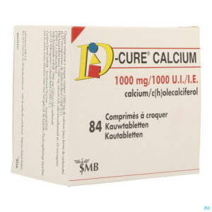Packshot D Cure Calcium 1000mg/1000ui Kauwtabl 84