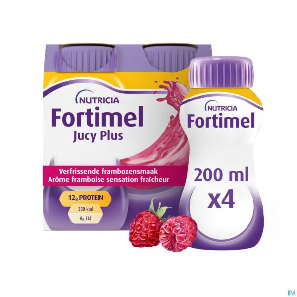 Packshot Fortimel Jucy Plus Framboos Verfr. 4x200ml 185087 Packshot Fortimel Jucy Plus Framboos Verfr. 4x200ml 185087