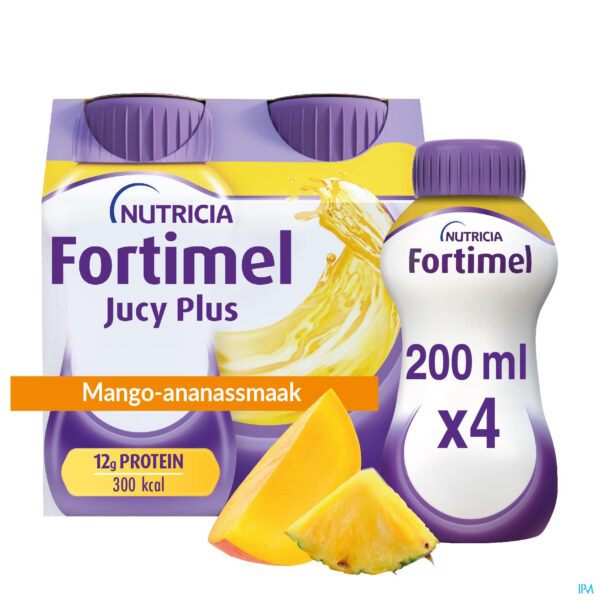 Packshot Fortimel Jucy Plus Mango Ananas 4x200ml 185085