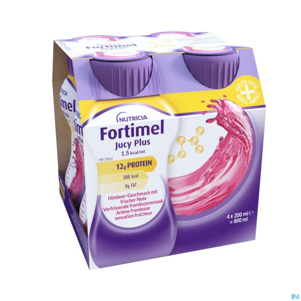 Packshot Fortimel Jucy Plus Framboos Verfr. 4x200ml 185087 Packshot Fortimel Jucy Plus Framboos Verfr. 4x200ml 185087