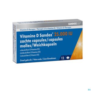 Packshot Vitamine D Sandoz 25000iu Caps Zacht 12