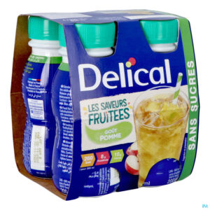Packshot Delical Fruitdrink Z/suiker Appel 4x200ml