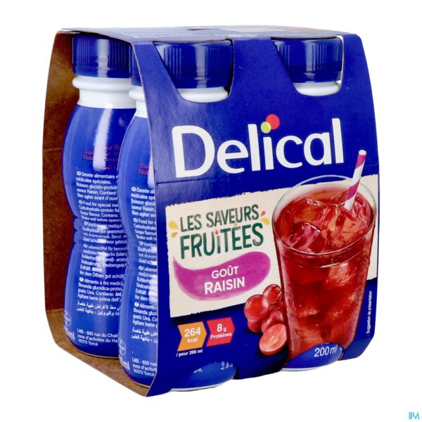 Packshot Delical Fruitdrink Druiven 4x200ml Packshot Delical Fruitdrink Druiven 4x200ml