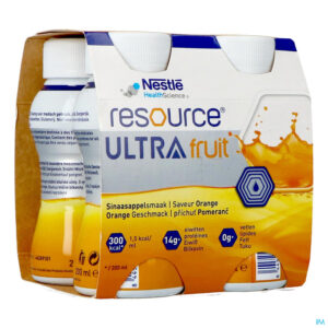Packshot Resource Ultra Fruit Sinaasappelsmaak 4x200ml