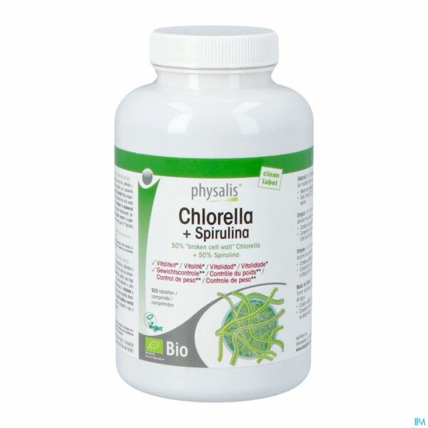 Packshot Physalis Chlorella + Spirulina 500mg Comp 500