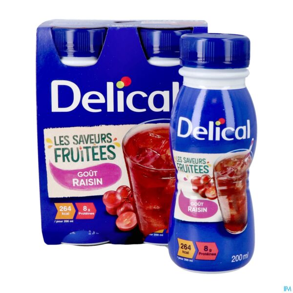 Productshot Delical Fruitdrink Druiven 4x200ml