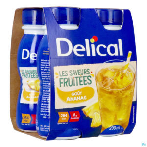Packshot Delical Fruitdrink Ananas 4x200ml