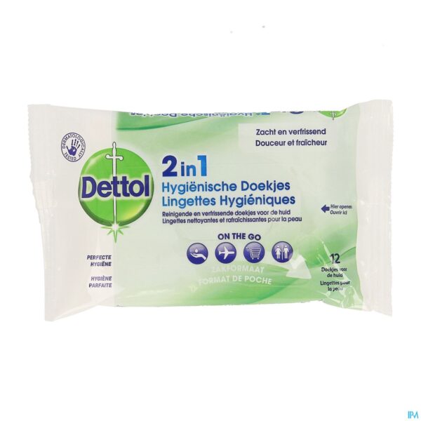 Packshot Dettol 2in1 Hygienische Doekjes 12
