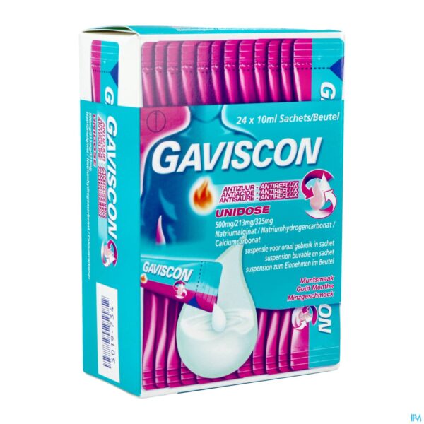 Packshot Gaviscon Antireflux Antizuur Orale Susp Zakje 24