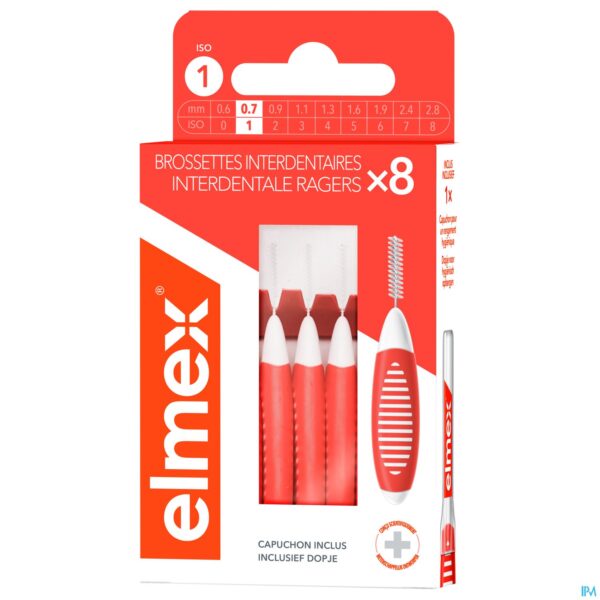 Packshot Elmex Set Interdentale Borsteltjes Iso 1 0,7mm 8