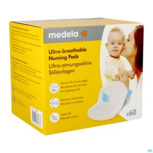 Packshot Medela Ultra Ademende Zoogkompressen 60