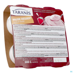 Packshot Taranis Pause Dessert Aardbeien Smaak 4x125g