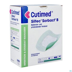 Packshot Cutimed Siltec Sorbact B 7,5x7,5cm 10