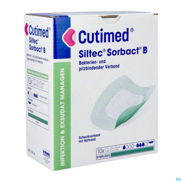 Packshot Cutimed Siltec Sorbact B 7,5x7,5cm 10
