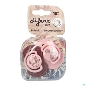 Packshot Difrax Fopspeen Dynamic Botanic Pink&purple 18m+ 2