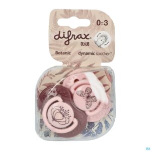 Packshot Difrax Fopspeen Dynamic Botanic Pink&purple 0-3m 2