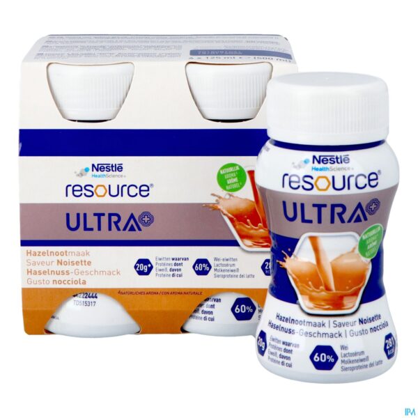 Productshot Resource Ultra+ Hazelnootsmaak 4x125ml