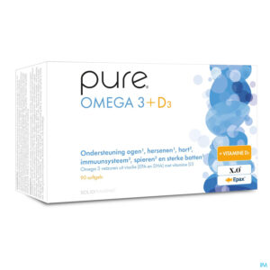 Packshot Pure Omega 3 + D3 Softgels 90