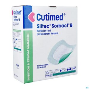 Packshot Cutimed Siltec Sorbact B 12,5x12,5cm 10