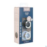 Packshot Bibs 2 Fopspeen Duo Glow Dark Iron&baby Blue