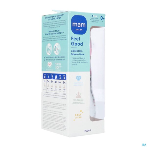 Packshot Mam Feel Good Glass Bottle Matt Girl 260ml