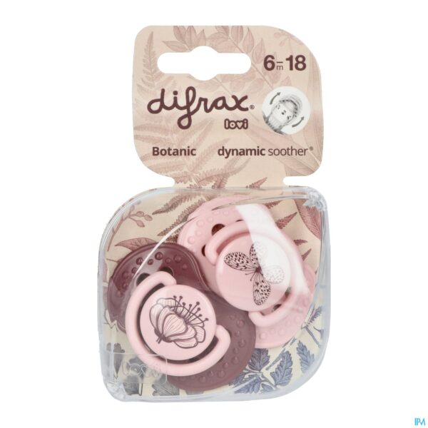 Packshot Difrax Fopspeen Dynam.botanic Pink&purple 6-18m 2