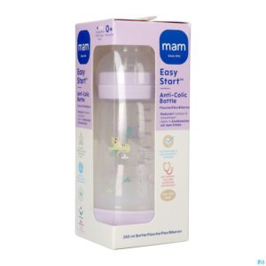 Packshot Mam Zuigfles Easy Start A/colic Matt Lila 260ml