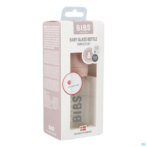 Packshot Bibs Zuigfles Glas 110ml Complete Set Blush