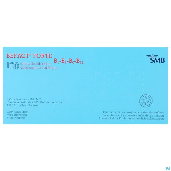 Packshot Befact Forte B1-b2-b6-b12 Omhulde Tabl 100 Ud Packshot Befact Forte B1-b2-b6-b12 Omhulde Tabl 100 Ud