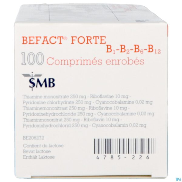 Packshot Befact Forte B1-b2-b6-b12 Omhulde Tabl 100 Ud Packshot Befact Forte B1-b2-b6-b12 Omhulde Tabl 100 Ud