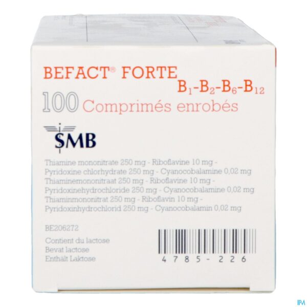 Packshot Befact Forte B1-b2-b6-b12 Omhulde Tabl 100 Ud