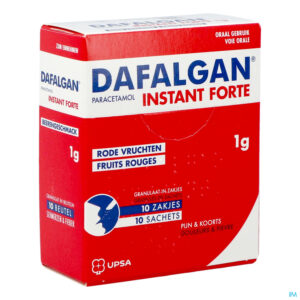 Packshot Dafalgan Instant Forte Rode Vr. 1g Gran Zakje 10