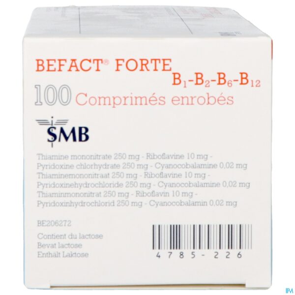 Packshot Befact Forte B1-B2-B6-B12 - 100 Omhulde Tabletten UD (Unit Dose)