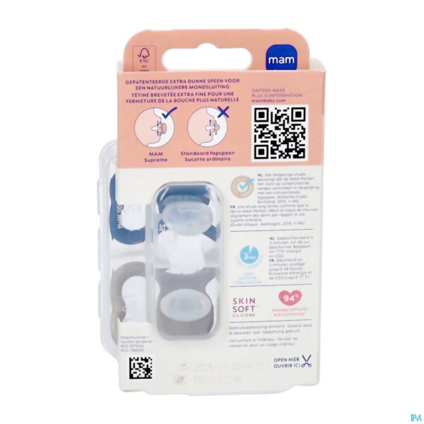 Packshot Mam Supreme Fopspeen Silicone 6-16m Blue 2