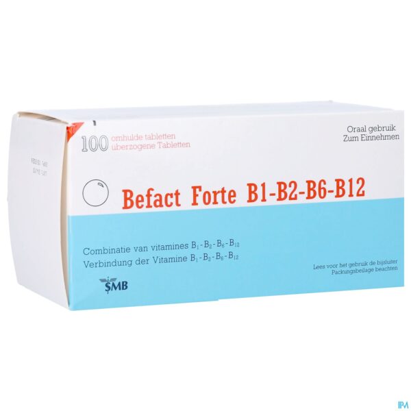 Packshot Befact Forte B1-b2-b6-b12 Omhulde Tabl 100 Ud Packshot Befact Forte B1-b2-b6-b12 Omhulde Tabl 100 Ud