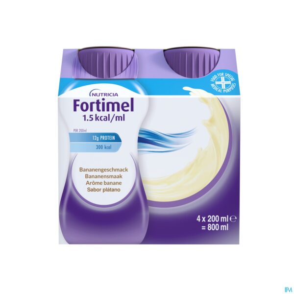 Packshot Fortimel 1.5kcal Banaan 4x200ml Packshot Fortimel 1.5kcal Banaan 4x200ml